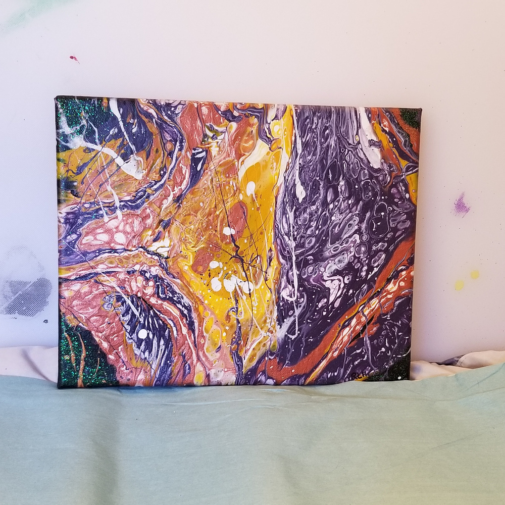 Original Painting 8x10 Purple Yellow Orange
